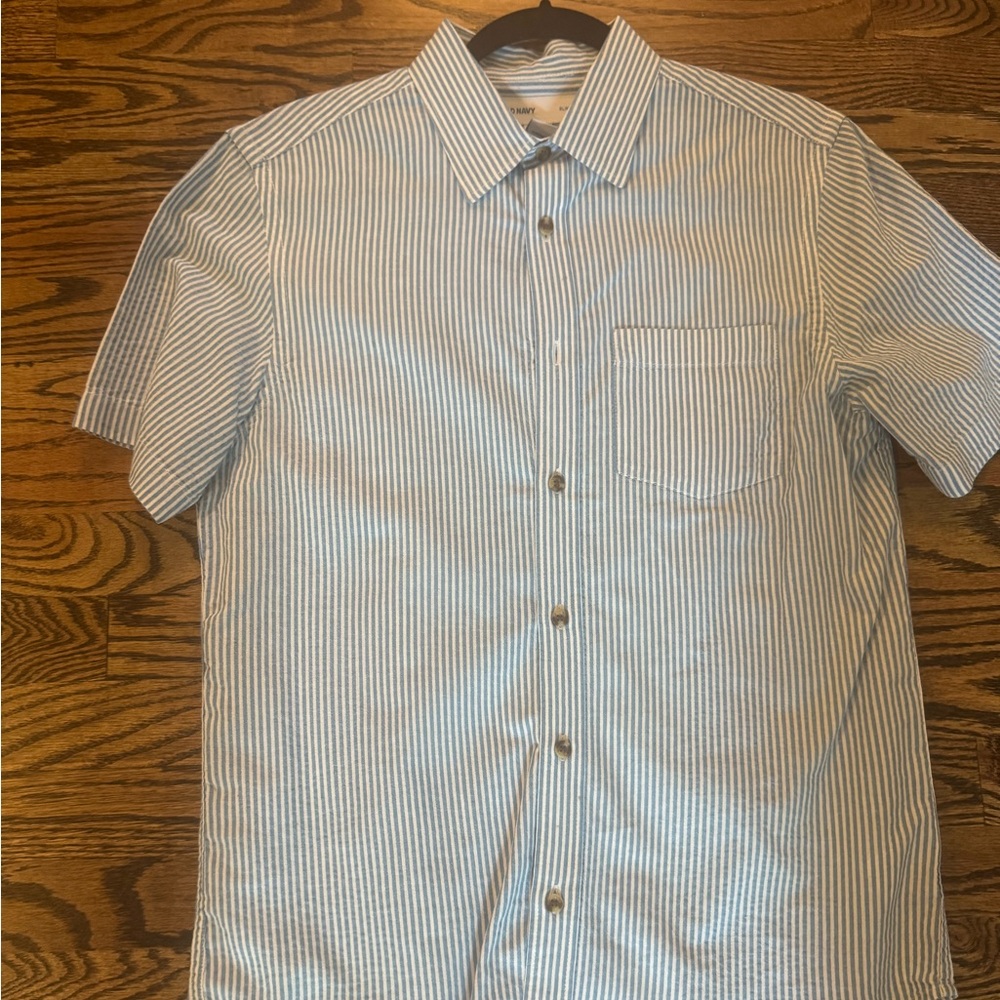 Blue Striped Men's button-up Shirt